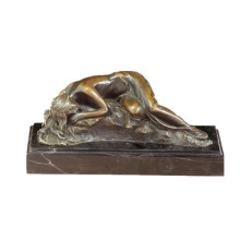 Decoração de casa feminina Bronze escultura estátua de bronze de bela adormecida TPE-496